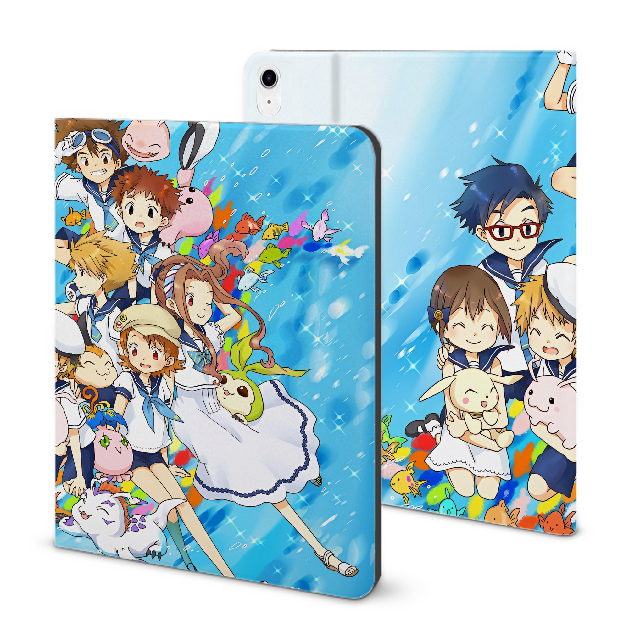 （画像用） Digimon デジタルモンスター/デジモン IPad ケース ブック型 PUレザー TPU 耐衝撃 軽量 薄型 ペン収納なし 全面保護 IPad 各モデル対応